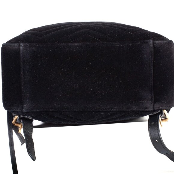 Authentic Black Gucci Velvet Matelasse GG Marmont Dome Backpack - Picture 5 of 11